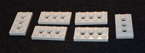 (6) 2x4 White Technic Plate w/ 3-holes Bricks ~ New Lego Parts ~