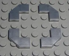 Lego Tile - Tile Corner Slant 1x2x2 Metallic Silver 4 Pieces