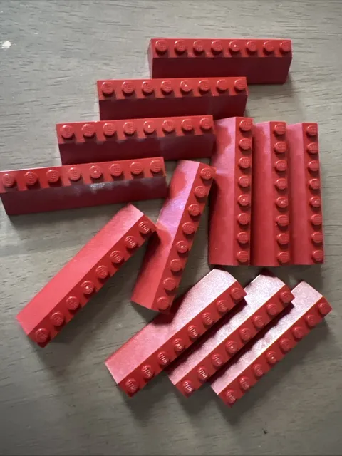 LEGO 4445 Dark Red Slope 45 2 x 8 - 12 Pieces