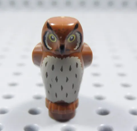 LEGO Reddish Brown Owl Animal Minifig Yellow Eyes Black Beak AC