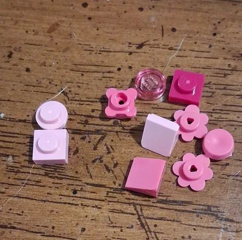 LEGO Pink/White/Trans Pink Plastic Parts Pieces Bulk Lot of 9 (9pc)