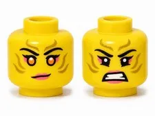 LEGO Yellow Minifigure, Head Dual Sided Female Gold Stripes Face Paint