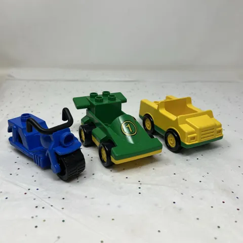 Lego Duplo Vehicle Lot Of 3- Car, Motorcycle, Jeep