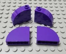 LEGO New Lot of 4 Dark Purple 1x3x2 Curved Top Bricks