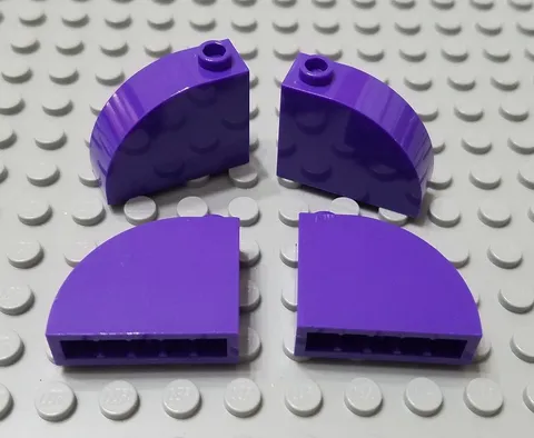 LEGO New Lot of 4 Dark Purple 1x3x2 Curved Top Bricks