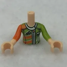 LEGO FTGpb203c01 Light Nougat Torso Mini Doll Girl Lime & Orange Racing Jacket