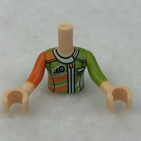LEGO FTGpb203c01 Light Nougat Torso Mini Doll Girl Lime & Orange Racing Jacket