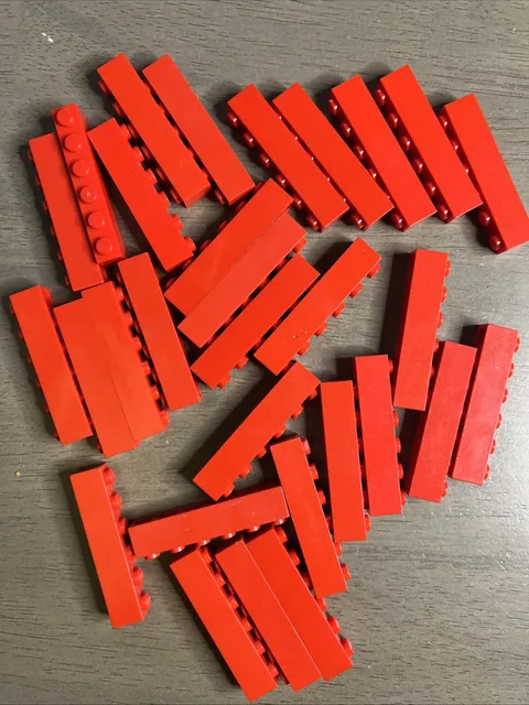 Lego 3009 Red Brick 1x6 - 30 Pieces Dented