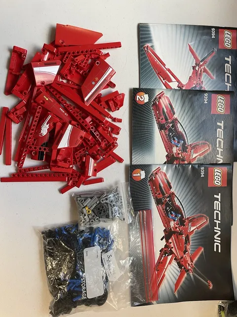 LEGO Technic 9394 COMPLETE Jet Red plane w/ Instructions Manuals 