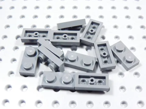 LEGO Lot of 12 Dark Bluish Gray 1x2 Plates BD