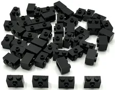 Lego 50 New Black Bricks Building Blocks Modified 1 x 2 with Stud on Side Pieces