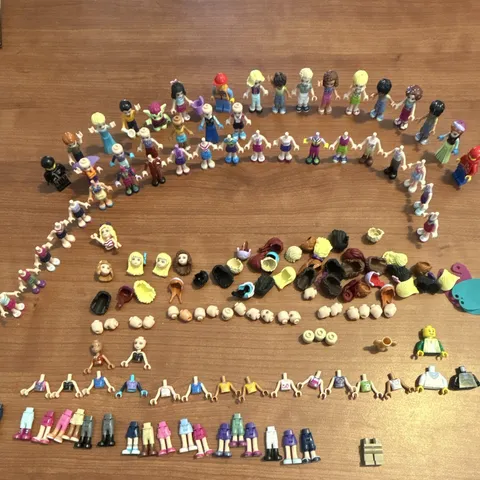 LEGO Friends Minifigure Lot w/ Accessories, Heads, Hair, Torsos, Legs Parts