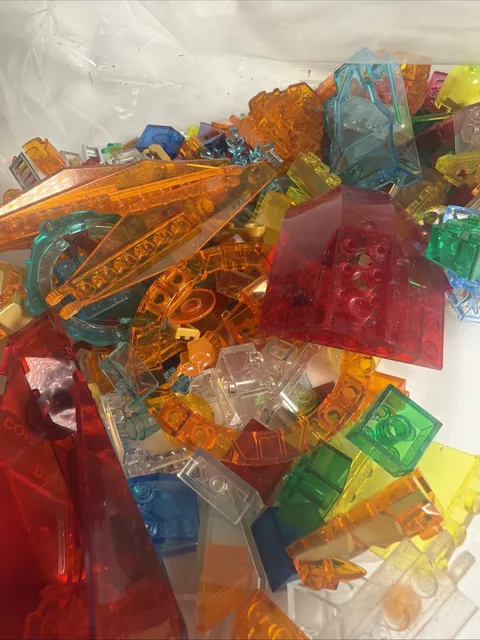 LEGO Lot of Multicolor Transparent Bricks, Pieces, and Parts. 10 Ounces. Clean
