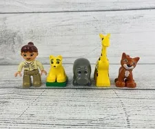 Lego Duplo Zoo Keeper Minifigure & 4 Zoo Animals Hippo Giraffe Tiger 