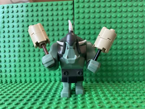 LEGO Castle Troll - Sand Green w Pearl Dark Grey Armor, 5 Horns - cas363 - USED