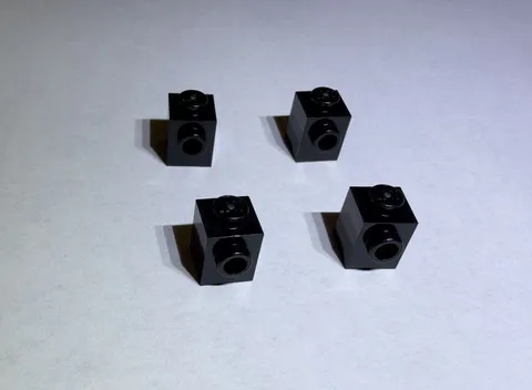 Lego Lot Of 4 Black 1x1 Modified Bricks Brick W 1 Stud On Side New