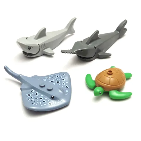 LEGO Ocean Animals Sea Creatures Turtle Manta Ray Shark Sawfish Lot of 4 Figures