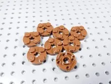 LEGO Lot of 8 Reddish Brown Round 2x2 Plates w/ Axle Hole BA
