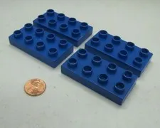 Lego Duplo 4 THIN 2x4 CLASSIC BLUE BRICKS BLOCKS Building Block House Castle