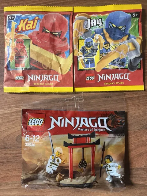 LEGO NINJAGO Polybag Lot of 3 SEALED Sets (5 Minifigures) Climber Jay & Wu Cru