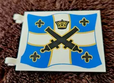 LEGO 2525pb007 White Flag 6x5 w/ Black Crossed Cannons Crown Blue White 70412