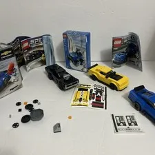 Lego Speed Champions 4 Cars Charger, Challenger Camaro ZL1 Race Cars Lot.