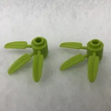 LEGO 30176 Lime Plant Brick, Round 1 x 1 with 3 Bamboo Leaves (x2)