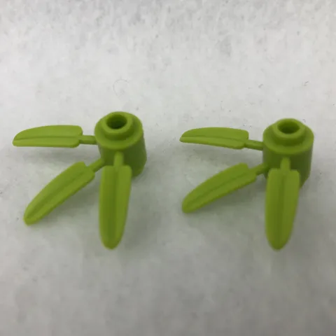 LEGO 30176 Lime Plant Brick, Round 1 x 1 with 3 Bamboo Leaves (x2)