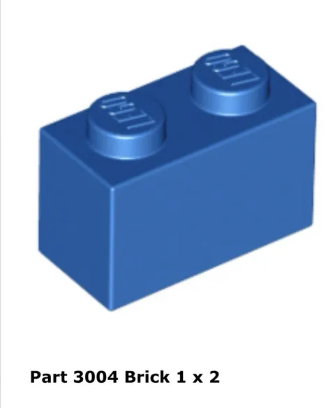 LEGO Blue 1x2 Brick (3004) - 100 New Pieces - Building Bricks