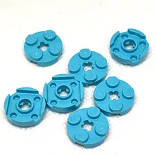 LEGO Parts - Medium Azure Plate, Round 2 x 2 with Axle Hole - No 4032 - QTY 7