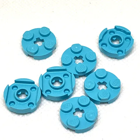 LEGO Parts - Medium Azure Plate, Round 2 x 2 with Axle Hole - No 4032 - QTY 7