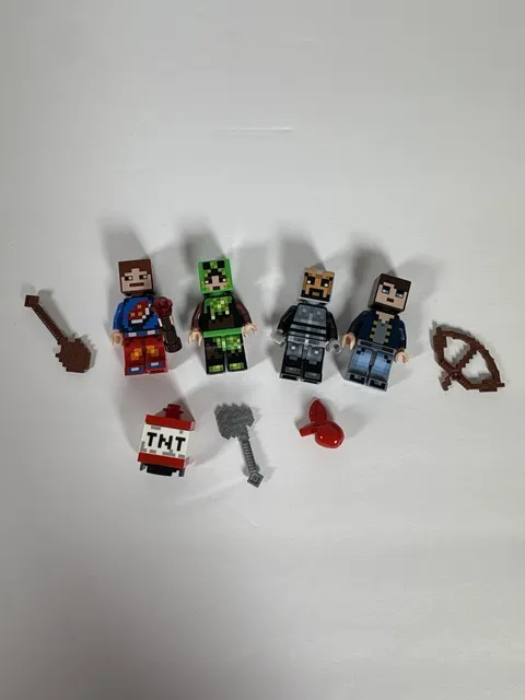 LEGO Minecraft Minifigure Lot Steve Characters TNT Weapons Bow Sword Axe Genuine