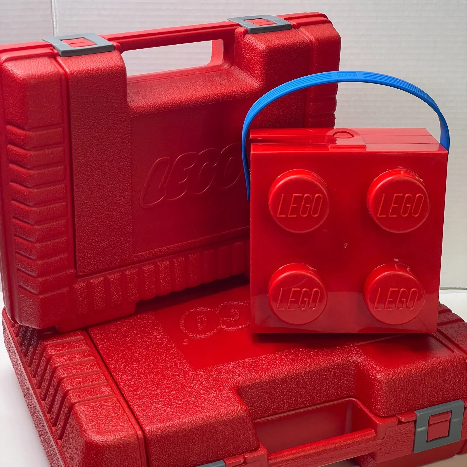 LEGO Storage Bins Retro Style LEGO Toolbox Shaped Bin and LEGO Lunch Box