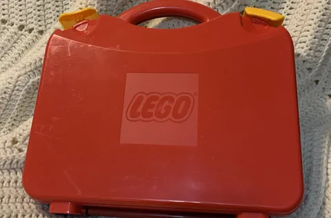 Lego Red Carrying Case Hard Plastic Latching Storage Box with 6 Dividers
