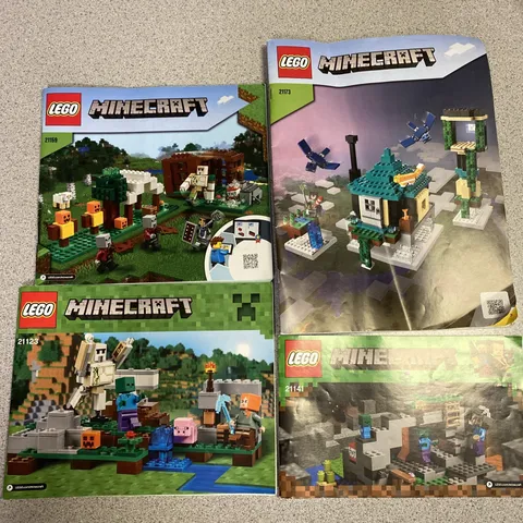 Lego Minecraft Instruction Manuals:  Lot of 4 21173 21141 21123 21159 Fast Ship