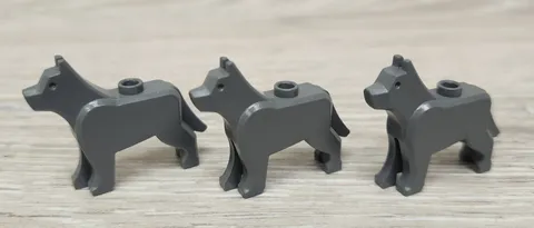 Lego 48812 Dark Bluish Gray Dog Wolf Minifigure Figure Part Piece Lot Of 3
