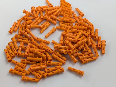 Lego x125 New Orange Technic, Pin 3L with Friction Ridges # 32054