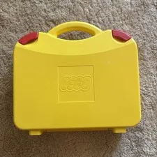 yellow lego briefcase two tone With Red /yellow Clasps And Dividers Vintage