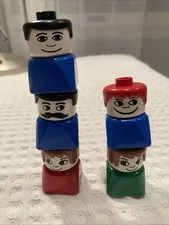 Duplo Lego Vintage Chunky Square Base People Lot of 5 Figures