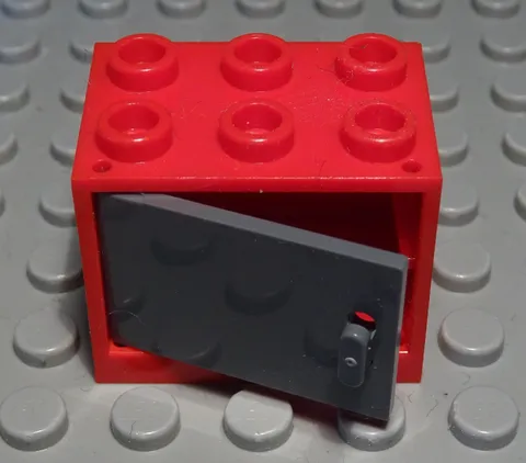 Lego Cabinet 2x3x2 Red with New Dark Grey Door