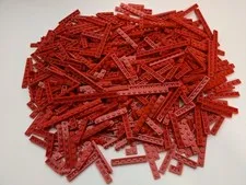 LEGO 400pcs 1x Wide Plates 1x2 1x3 1x4 1x6 1x8 1x10 1x12 Red Bulk Lot Cleaned 