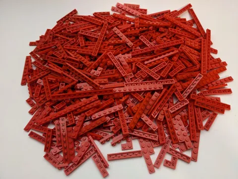LEGO 400pcs 1x Wide Plates 1x2 1x3 1x4 1x6 1x8 1x10 1x12 Red Bulk Lot Cleaned 