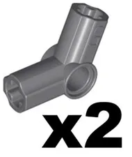 Lego Dark Gray (old) TECHNIC Axle Pin Connector Angled #5 Qty 2 Part 32015 T1