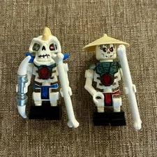 LEGO NINJAGO Skeleton Army Warrior Minifigures Lot of 2 w/ Weapons & Hat 2011