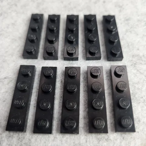 LEGO 3710 Plate 1 x 4 Black x10 Genuine
