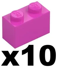 Lego New Part 3004 - Qty 10 - BRICK Dark Pink 1 x 2 Stud Pieces D943
