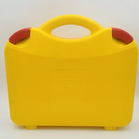 LEGO Yellow And Orange Plastic Carrying Case With Latches And Dividers 11” X 9”