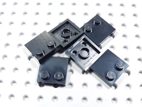 LEGO Lot of 6 Black 2x2 Smooth Plates w/ 2 Studs on End BR