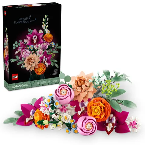LEGO Botanicals Pretty Pink Flower Bouquet Building Set Adult Home Decor 10342