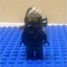 LEGO Dark Blue Ninja Minifigure with Hood and White Hair Plastic